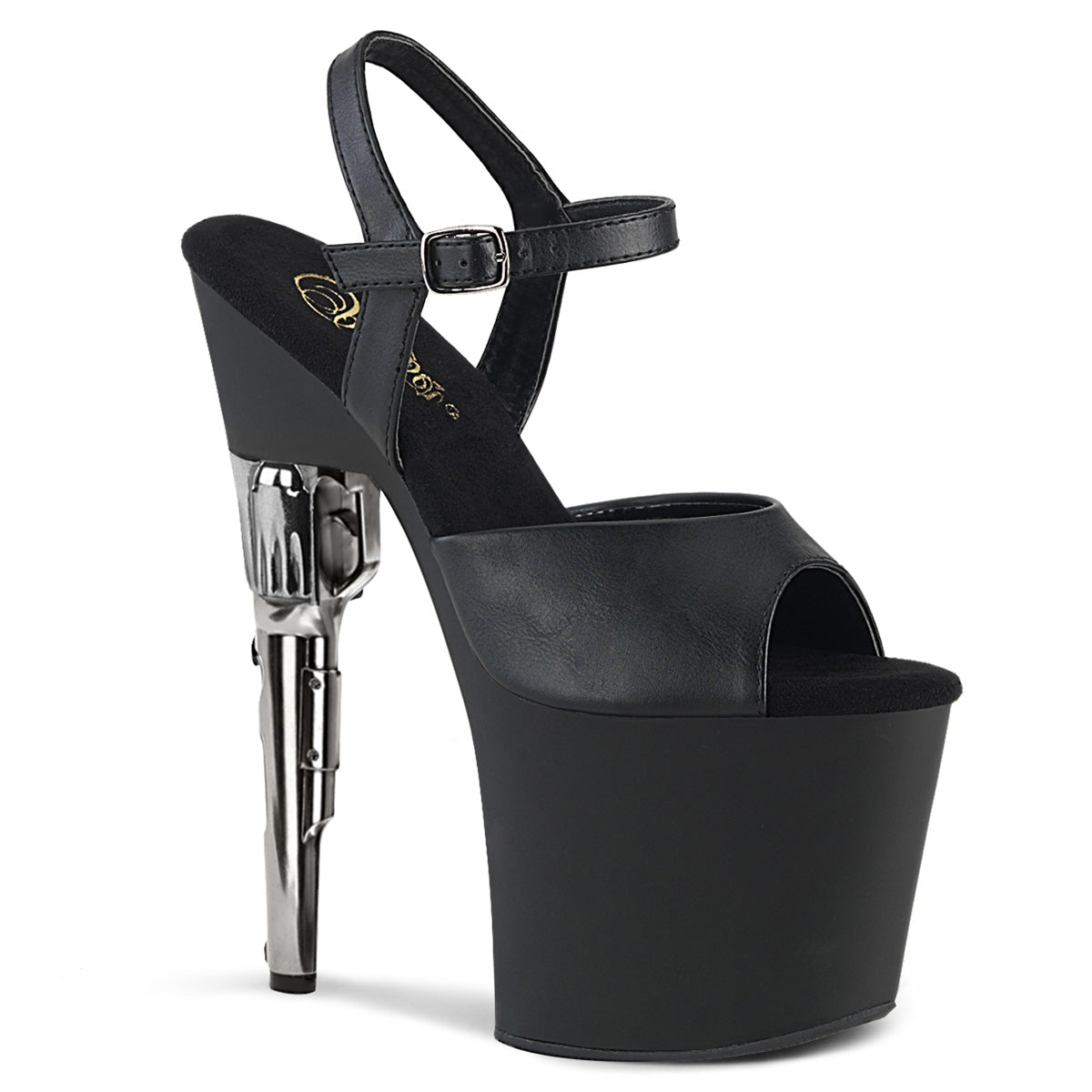 Pleaser Sandales pour femmes BONDGIRL-709 Blk Faux Cuir / Blk Matte