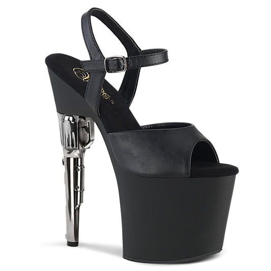 Pleaser Sandales pour femmes BONDGIRL-709 Blk Faux Cuir / Blk Matte