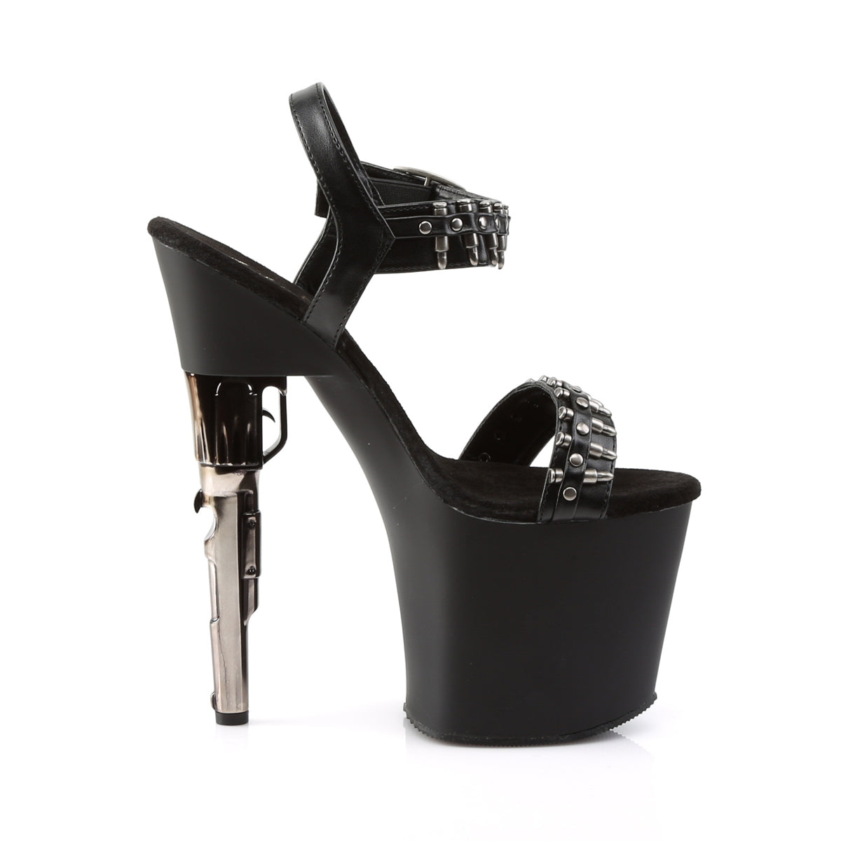 Pleaser Sandales pour femmes BONDGIRL-712 BLK FAUX CUIR / BLK MATTE