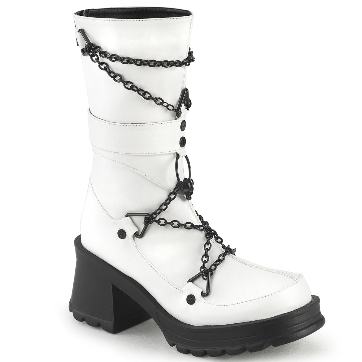 DemoniaCult  Boots BRATTY-120 Wht Vegan Leather