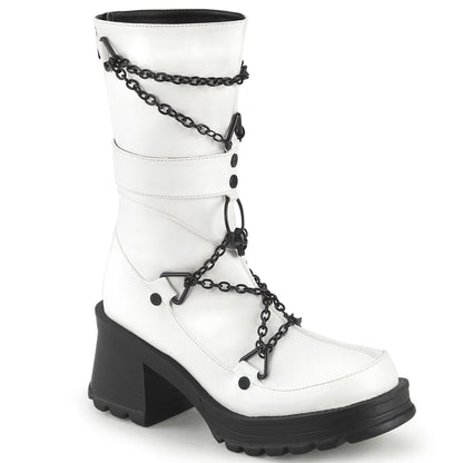 DemoniaCult  Boots BRATTY-120 Wht Vegan Leather