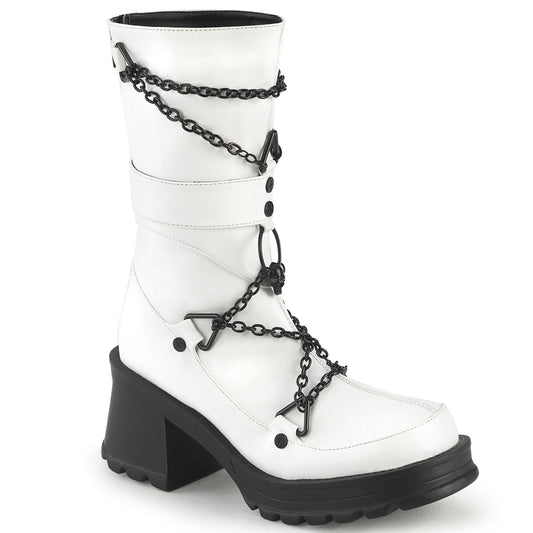 DemoniaCult  Bottes BRATTY-120 Wht Vegan Leather