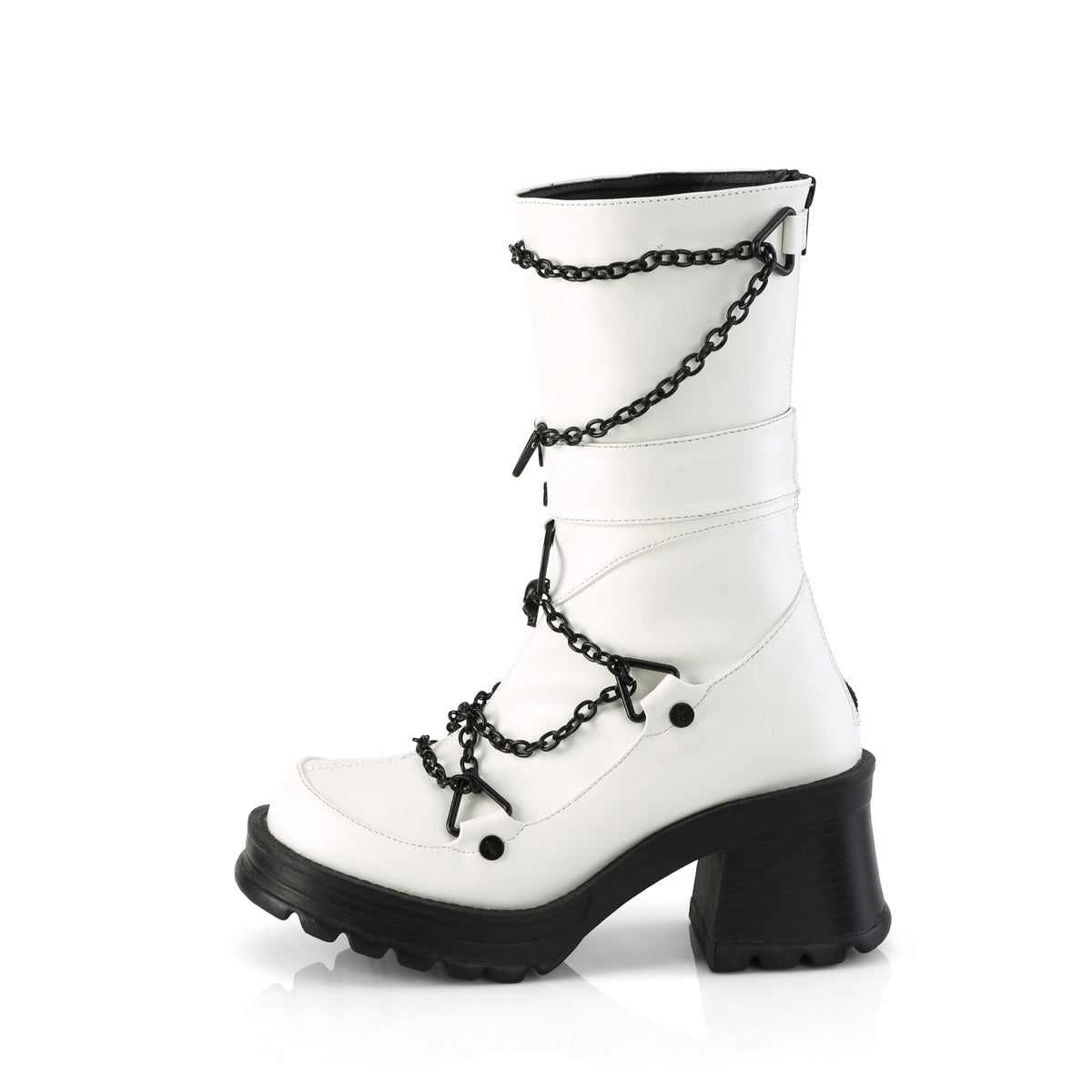 DemoniaCult  Boots BRATTY-120 Wht Vegan Leather