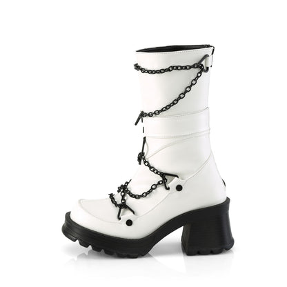 DemoniaCult  Boots BRATTY-120 Wht Vegan Leather