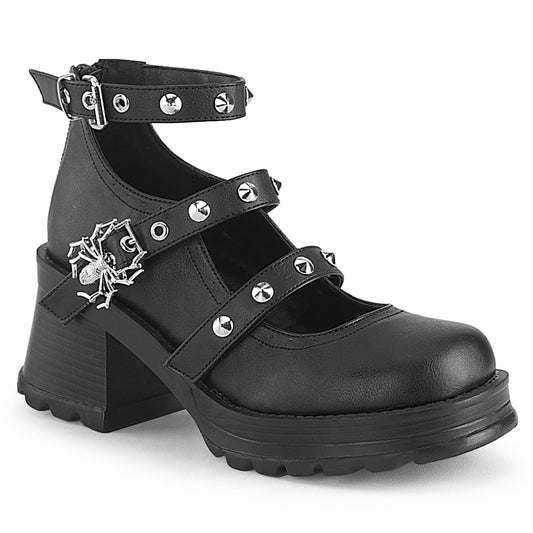 DemoniaCult  Pompes BRATTY-30 Cuir végétalien BLK