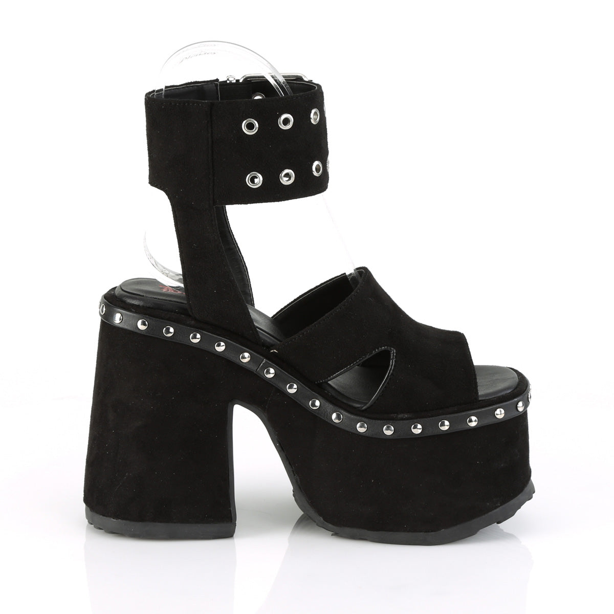 DemoniaCult Sandales féminines CAMEL-102 BLK SUEDED VEGAN