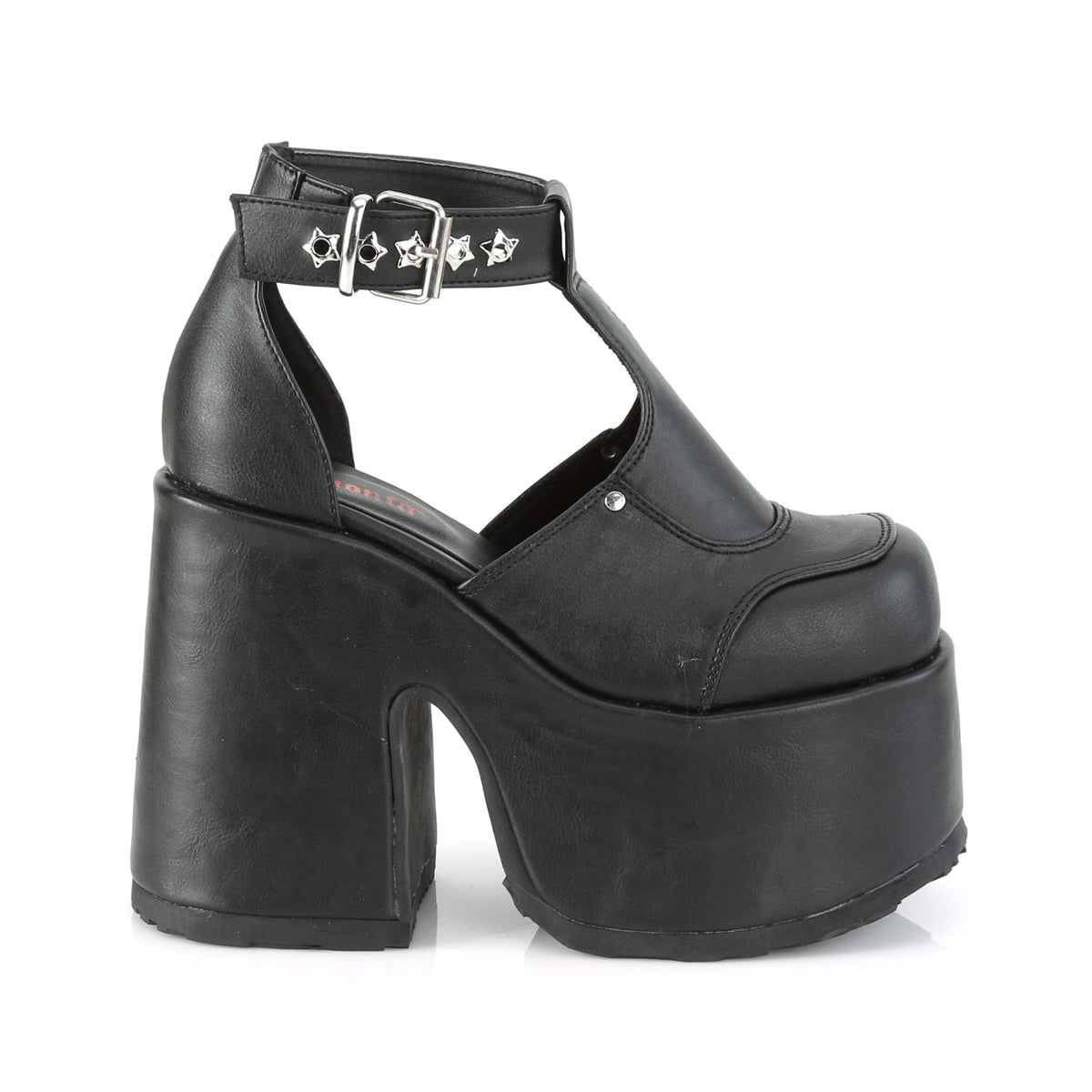 DemoniaCult Sandales féminines CAMEL-103 Cuir végétalien BLK