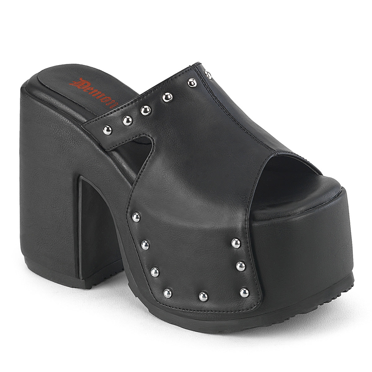 DemoniaCult Women's Sandals CAMEL-109 Blk Vegan Leather
