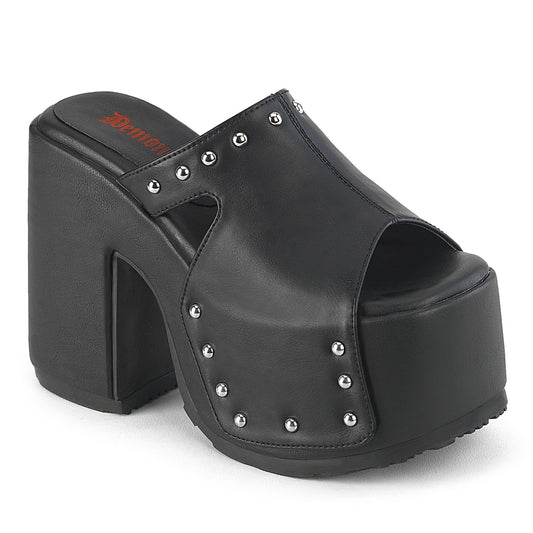 DemoniaCult Women's Sandals CAMEL-109 Blk Vegan Leather