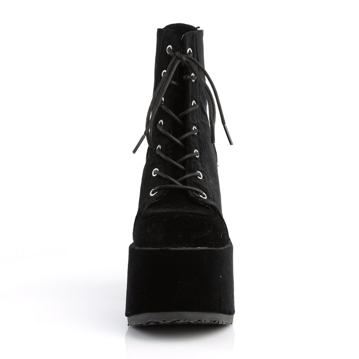 DemoniaCult Bottes de cheville des femmes CAMEL-203 BLK Velvet