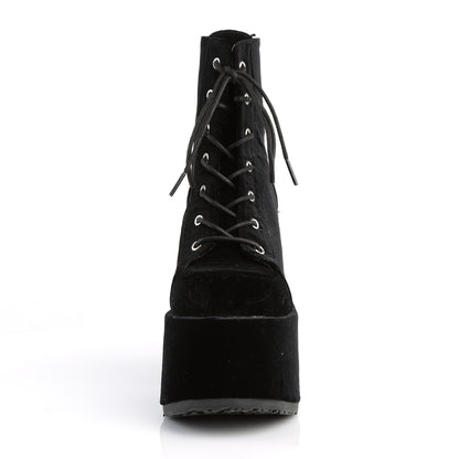 DemoniaCult Bottes de cheville des femmes CAMEL-203 BLK Velvet