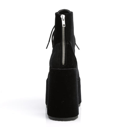 DemoniaCult Bottes de cheville des femmes CAMEL-203 BLK Velvet