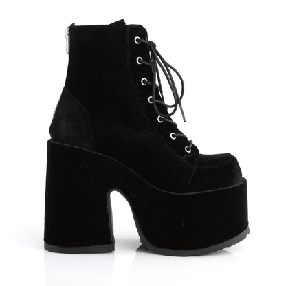 DemoniaCult Bottes de cheville des femmes CAMEL-203 BLK Velvet