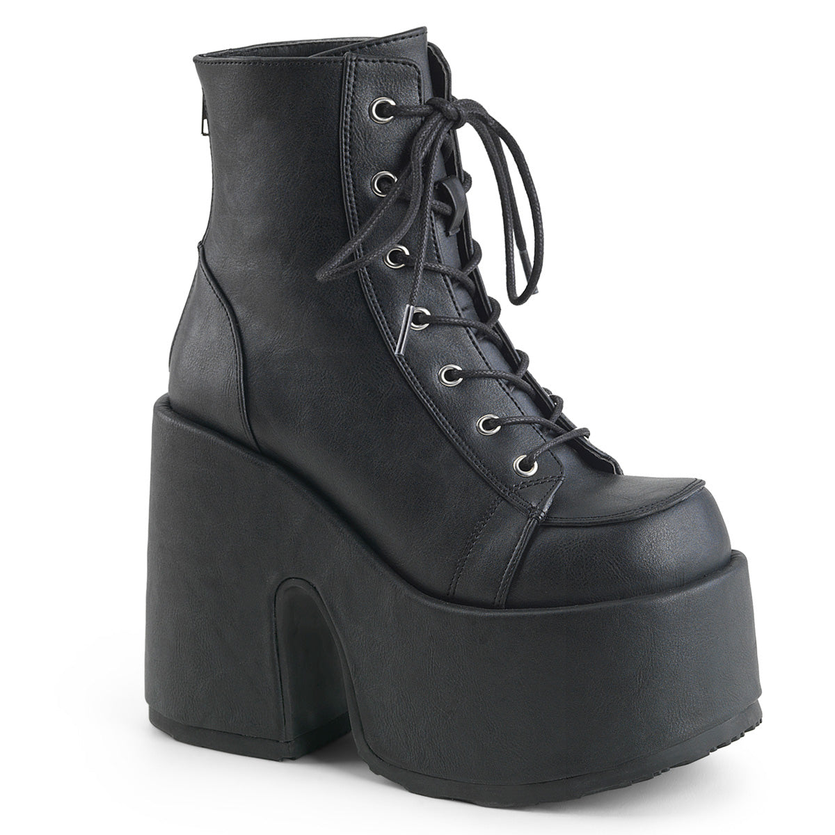 DemoniaCult Bottes de cheville des femmes CAMEL-203 Cuir végétalien BLK