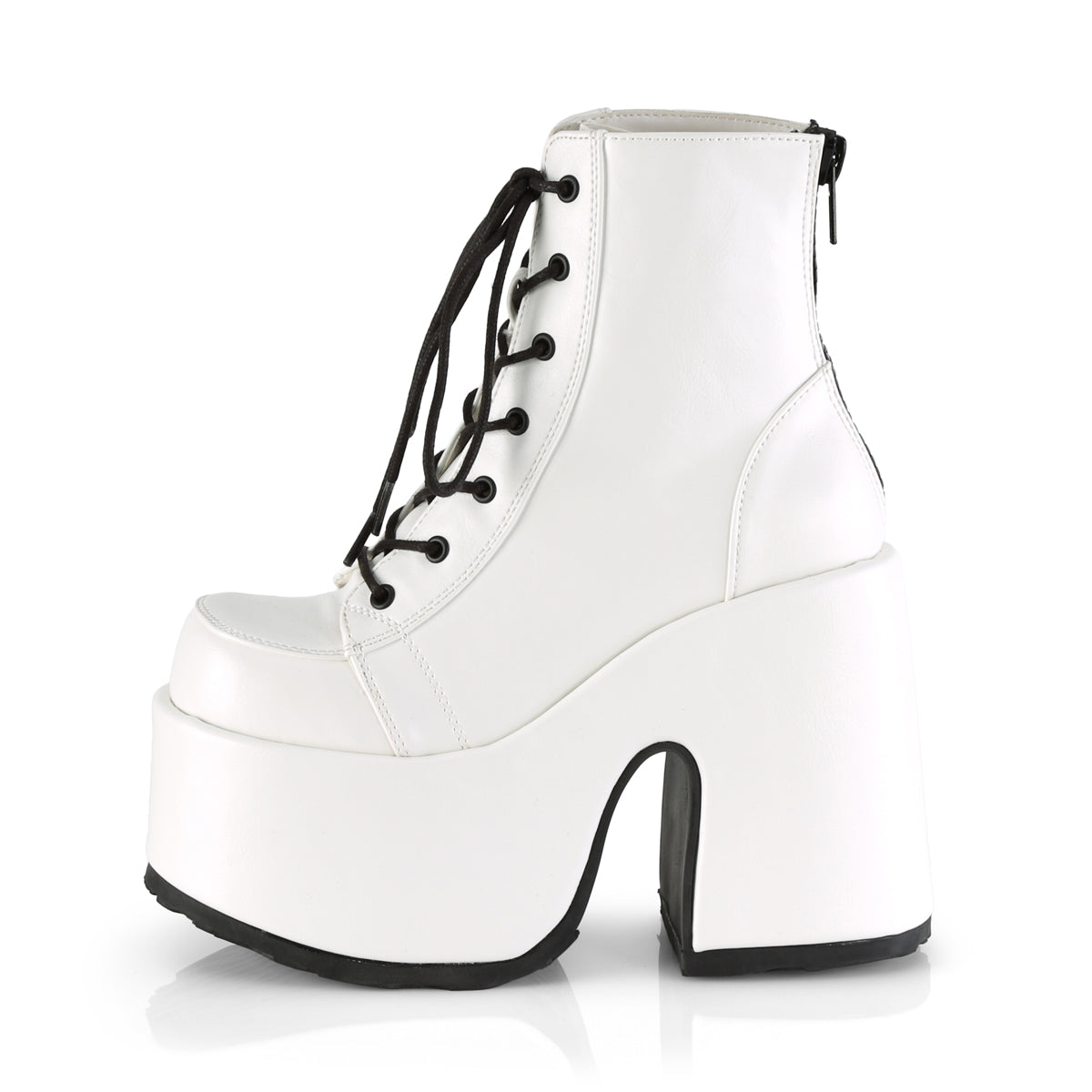 DemoniaCult Bottes de cheville des femmes CAMEL-203 Wht Vegan Leather