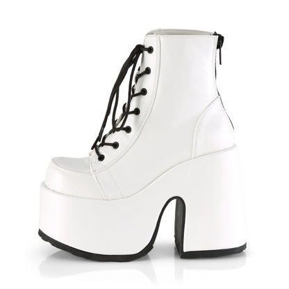DemoniaCult Bottes de cheville des femmes CAMEL-203 Wht Vegan Leather