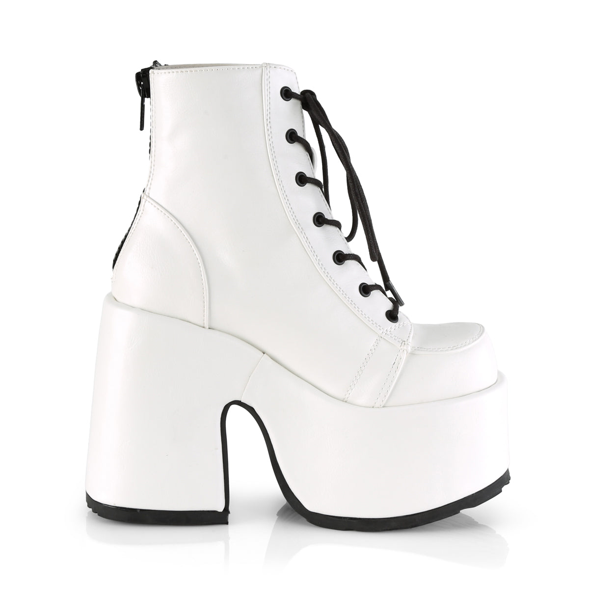 DemoniaCult Bottes de cheville des femmes CAMEL-203 Wht Vegan Leather