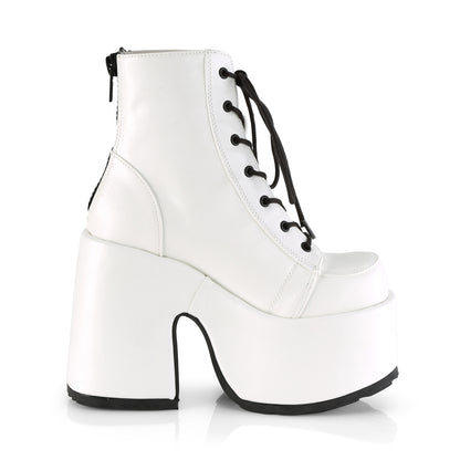 DemoniaCult Bottes de cheville des femmes CAMEL-203 Wht Vegan Leather