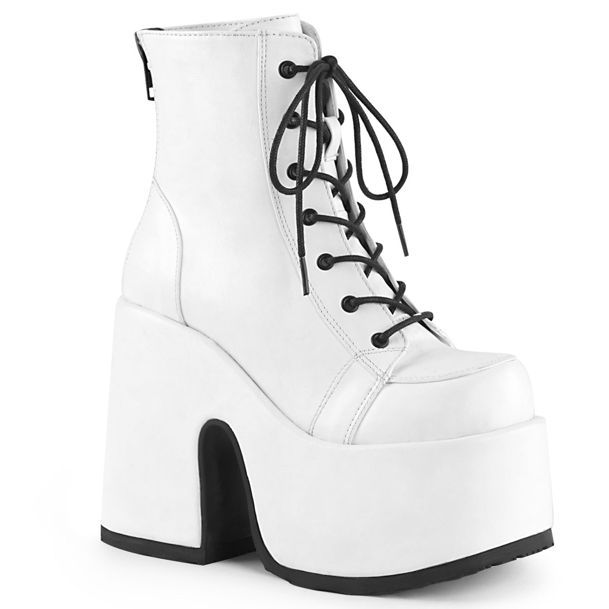 DemoniaCult Bottes de cheville des femmes CAMEL-203 Wht Vegan Leather