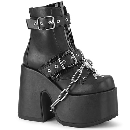 DemoniaCult Womens Ankle Boots CAMEL-205 Blk Vegan Leather
