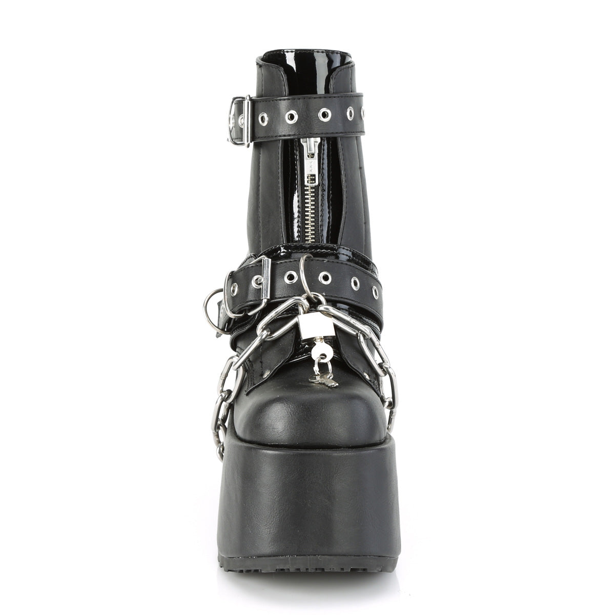 DemoniaCult Bottes de cheville des femmes CAMEL-205 Cuir végétalien BLK