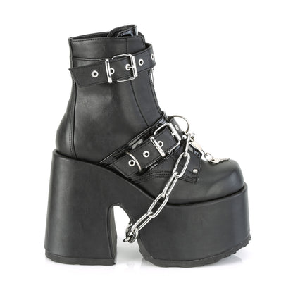 DemoniaCult Womens Ankle Boots CAMEL-205 Blk Vegan Leather