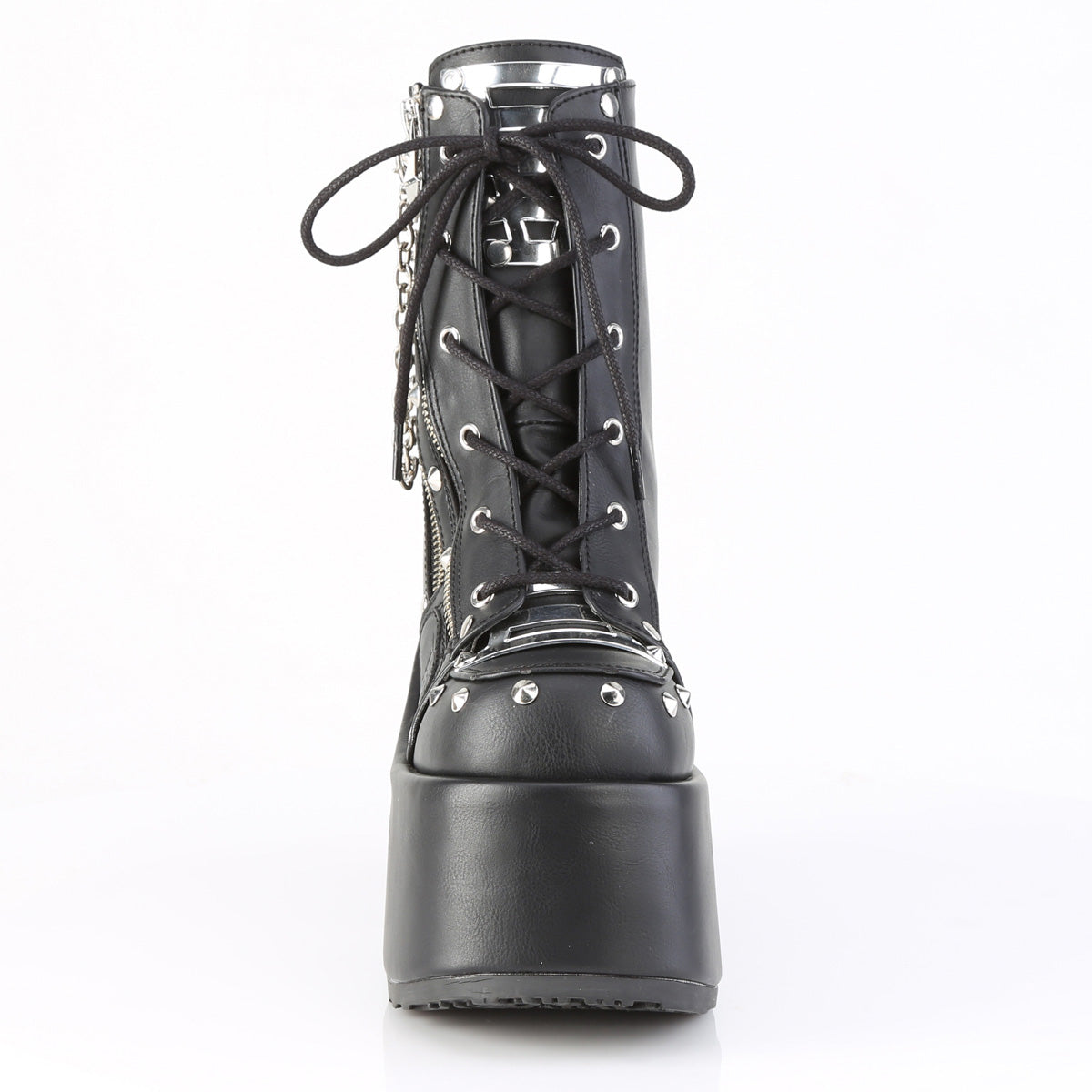 DemoniaCult Women's Ankle Boots CAMEL-208 Blk Vegan Leather