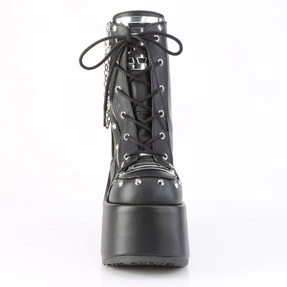 DemoniaCult Women's Ankle Boots CAMEL-208 Blk Vegan Leather