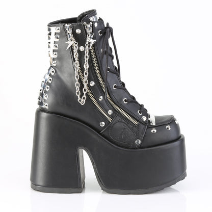 DemoniaCult Women's Ankle Boots CAMEL-208 Blk Vegan Leather