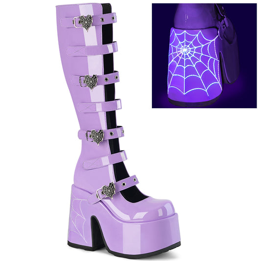 DemoniaCult Women's Mid-Calf & Knee High Boots CAMEL-223 Lavender Pat