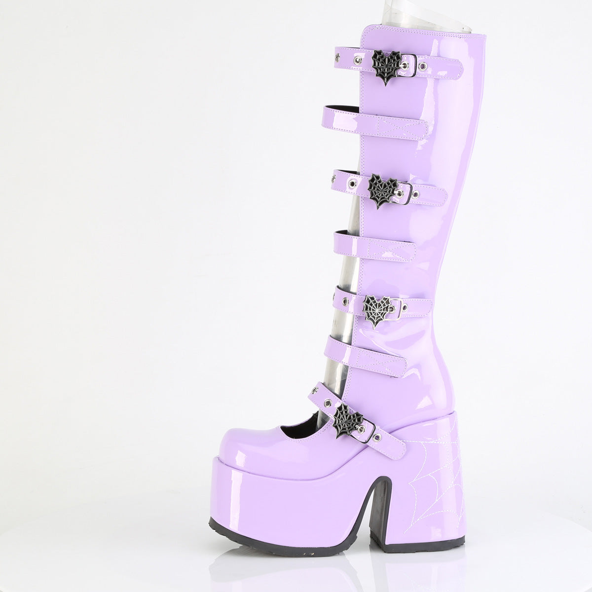 DemoniaCult Women's Mid-Calf & Knee High Boots CAMEL-223 Lavender Pat