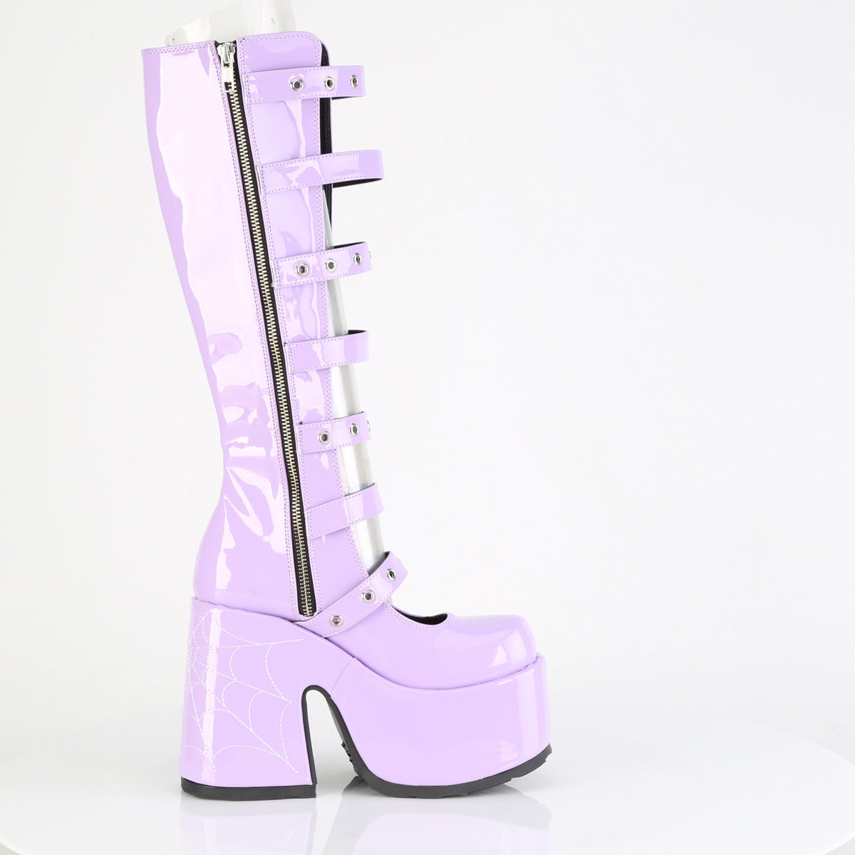 DemoniaCult Women's Mid-Calf & Knee High Boots CAMEL-223 Lavender Pat