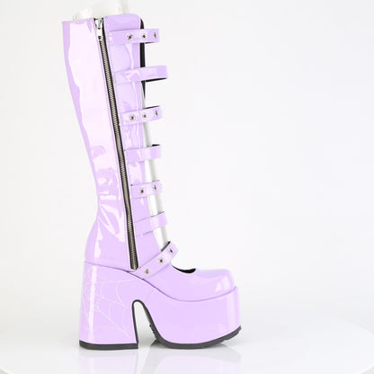 DemoniaCult Women's Mid-Calf & Knee High Boots CAMEL-223 Lavender Pat