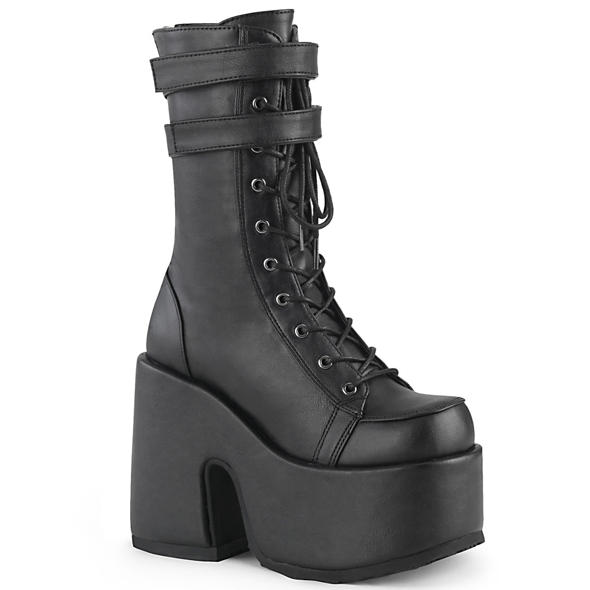 DemoniaCult Bottes de femmes CAMEL-250 Cuir végétalien BLK