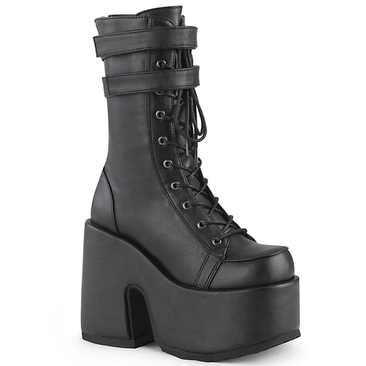 DemoniaCult Womens Boots CAMEL-250 Blk Vegan Leather