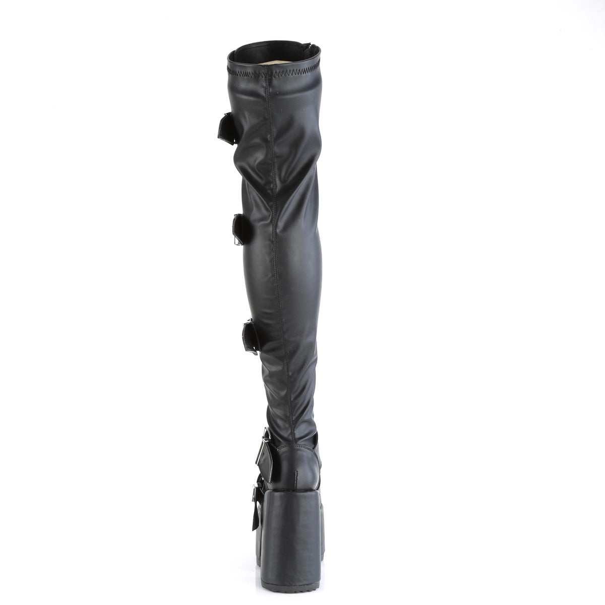 DemoniaCult  Boots CAMEL-305 Blk Stretch Vegan Leather