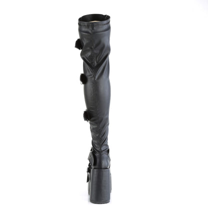 DemoniaCult  Boots CAMEL-305 Blk Stretch Vegan Leather