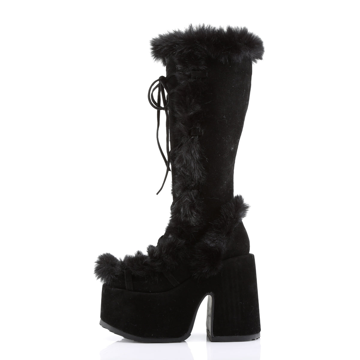 DemoniaCult Bottes de femmes CAMEL-311 Blk Suede végétalien