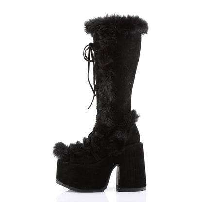 DemoniaCult Bottes de femmes CAMEL-311 Blk Suede végétalien