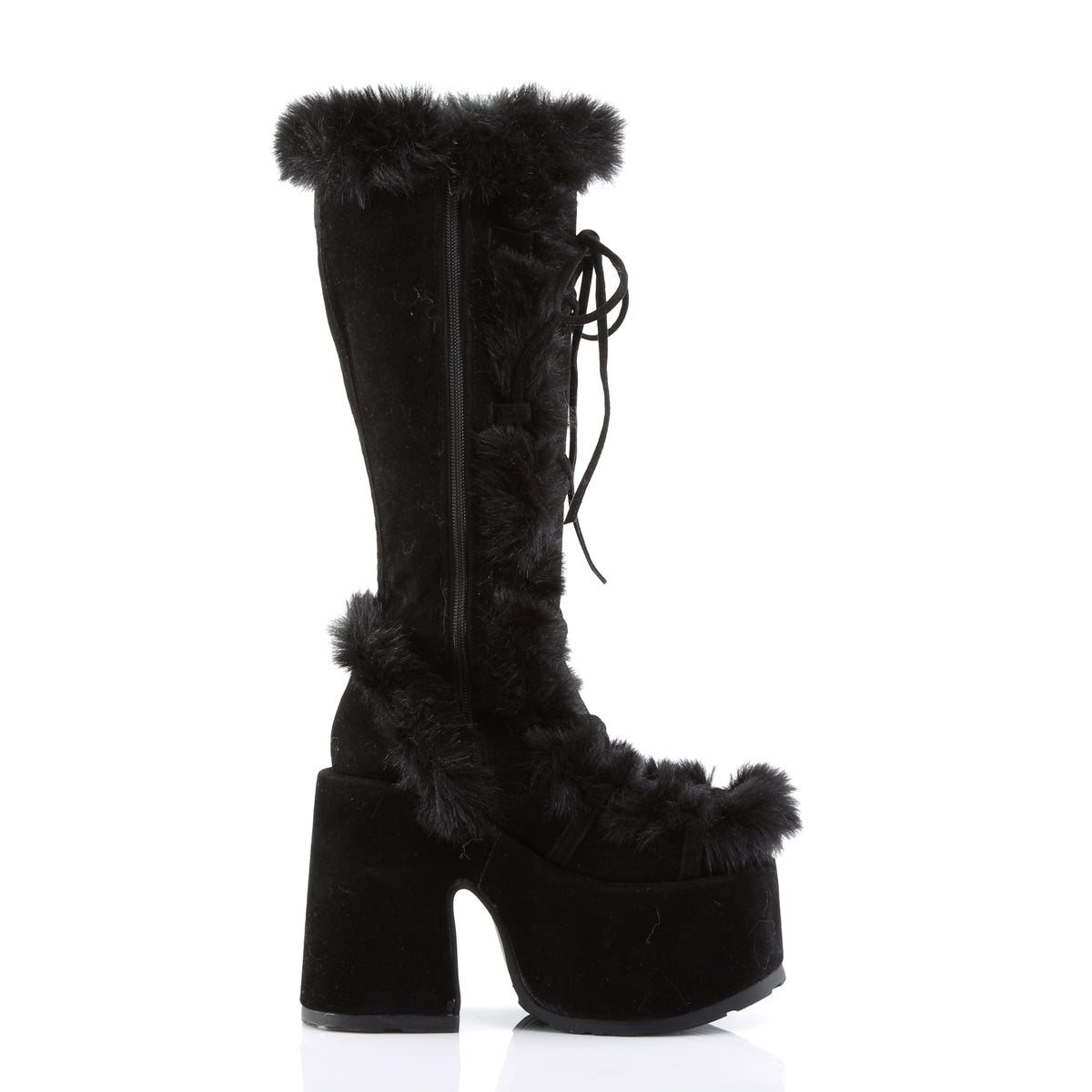 DemoniaCult Bottes de femmes CAMEL-311 Blk Suede végétalien