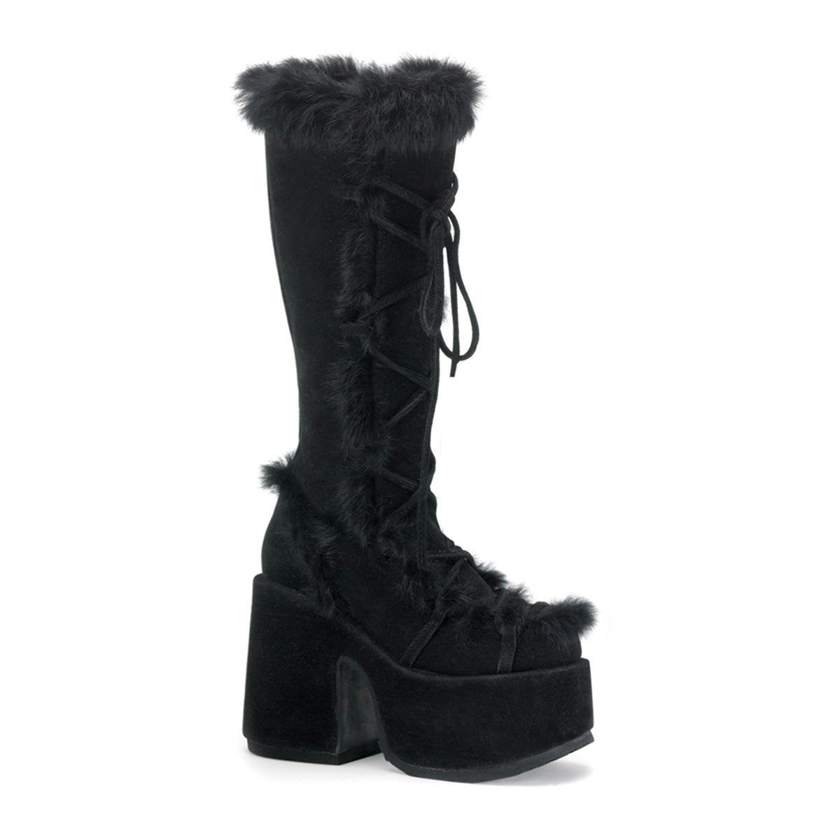 DemoniaCult Bottes de femmes CAMEL-311 Blk Suede végétalien