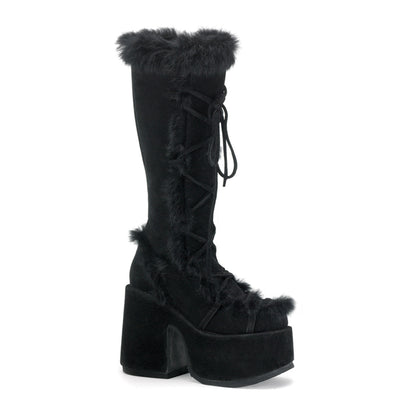 DemoniaCult Bottes de femmes CAMEL-311 Blk Suede végétalien