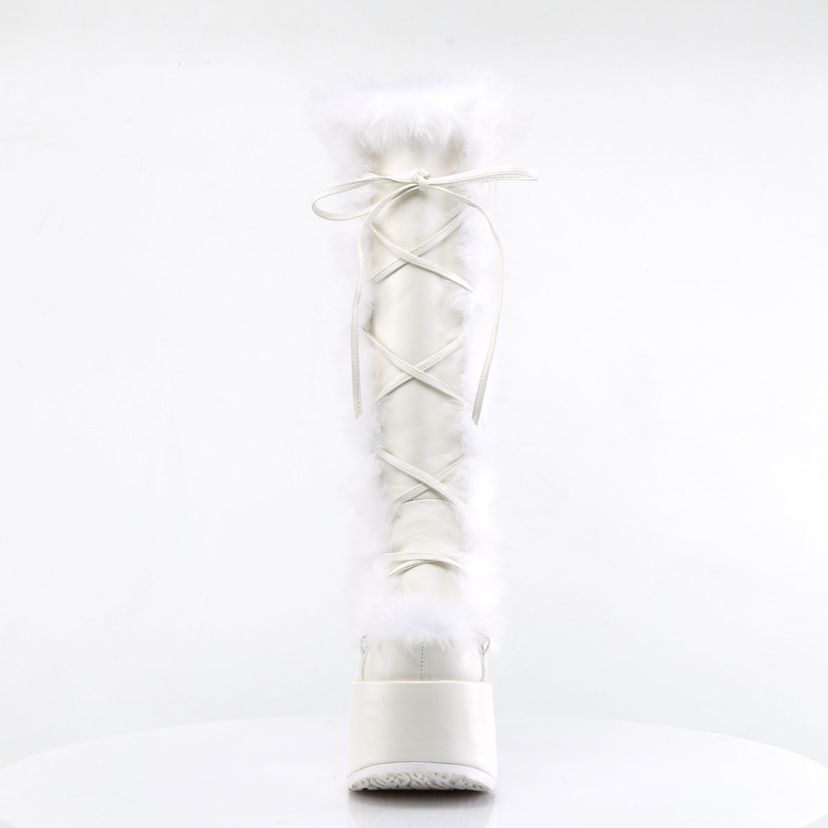 DemoniaCult Bottes de femmes CAMEL-311 Wht Vegan Leather