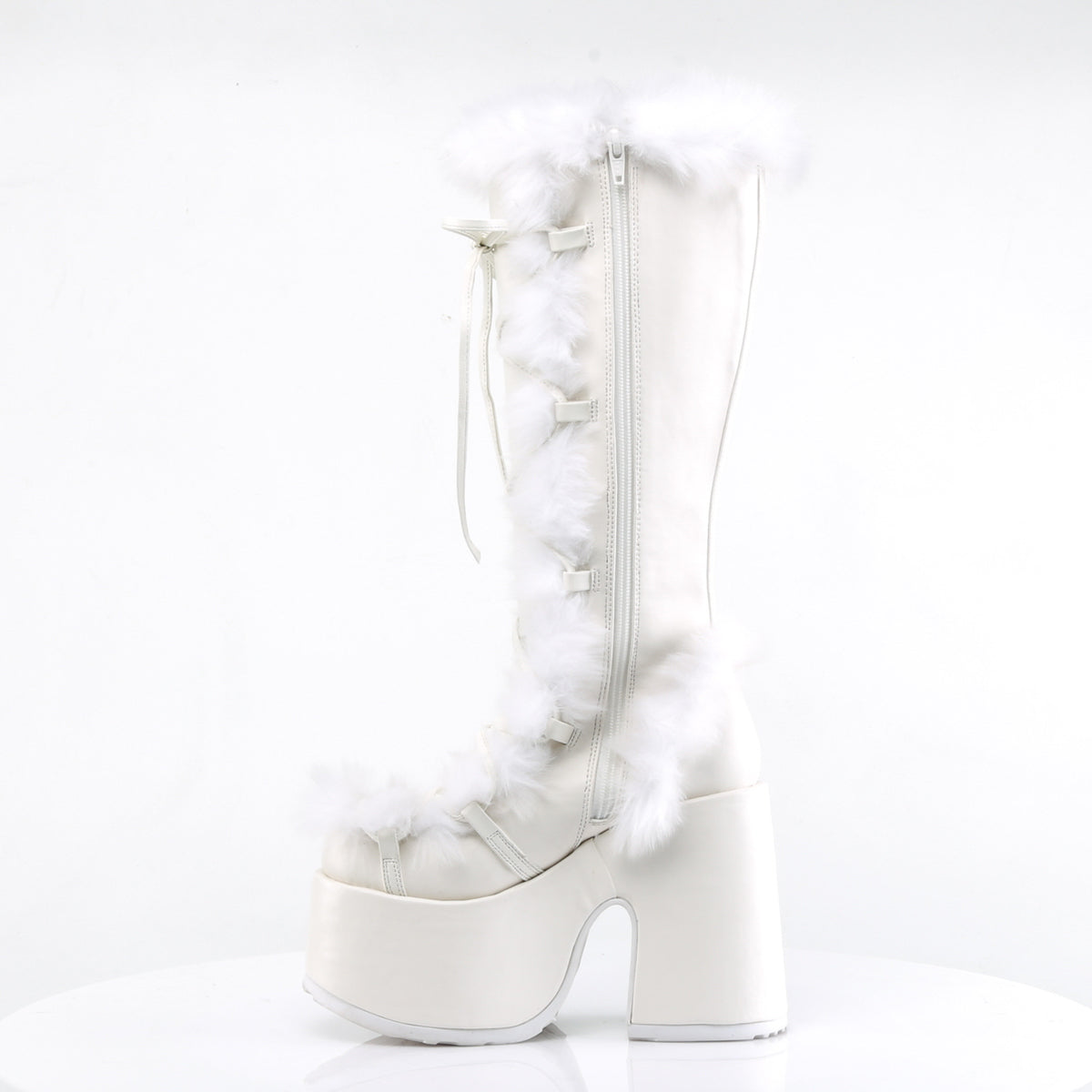 DemoniaCult Bottes de femmes CAMEL-311 Wht Vegan Leather