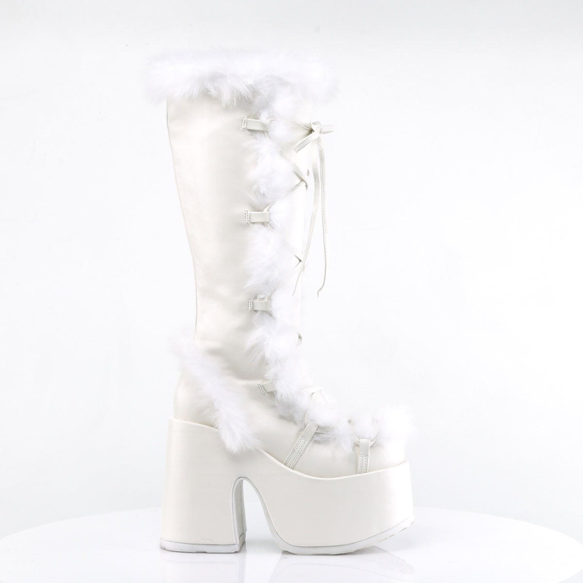 DemoniaCult Bottes de femmes CAMEL-311 Wht Vegan Leather