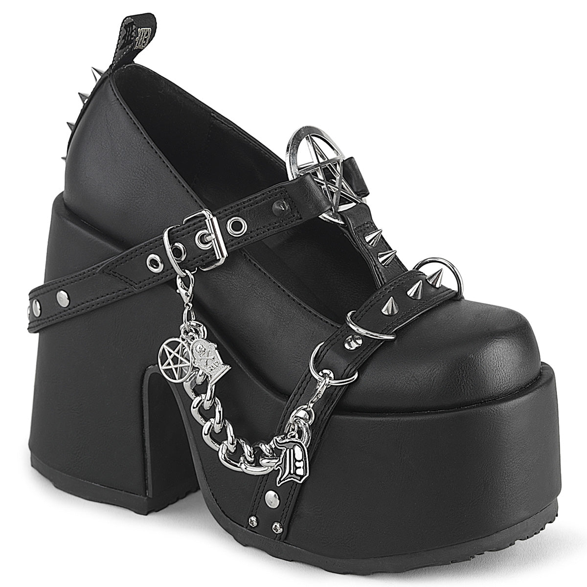 DemoniaCult Women's Heels & Platform Shoes CAMEL-33 Blk Vegan Leather