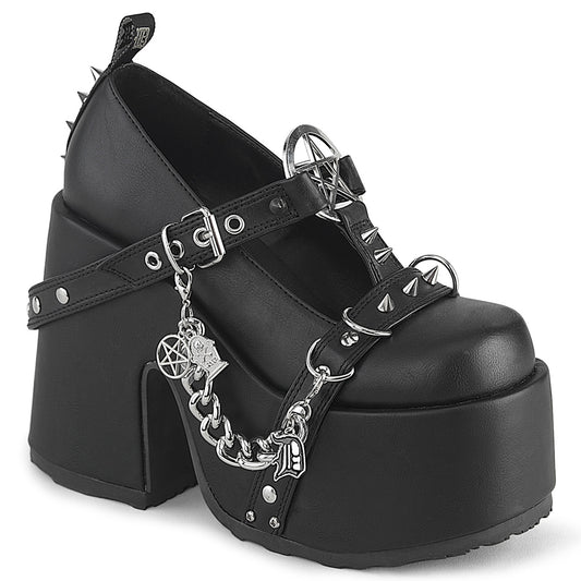 DemoniaCult Women's Heels & Platform Shoes CAMEL-33 Blk Vegan Leather