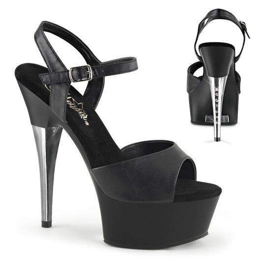 Pleaser Sandales pour femmes CAPTIVA-609 Blk Faux Cuir / Blk Matte