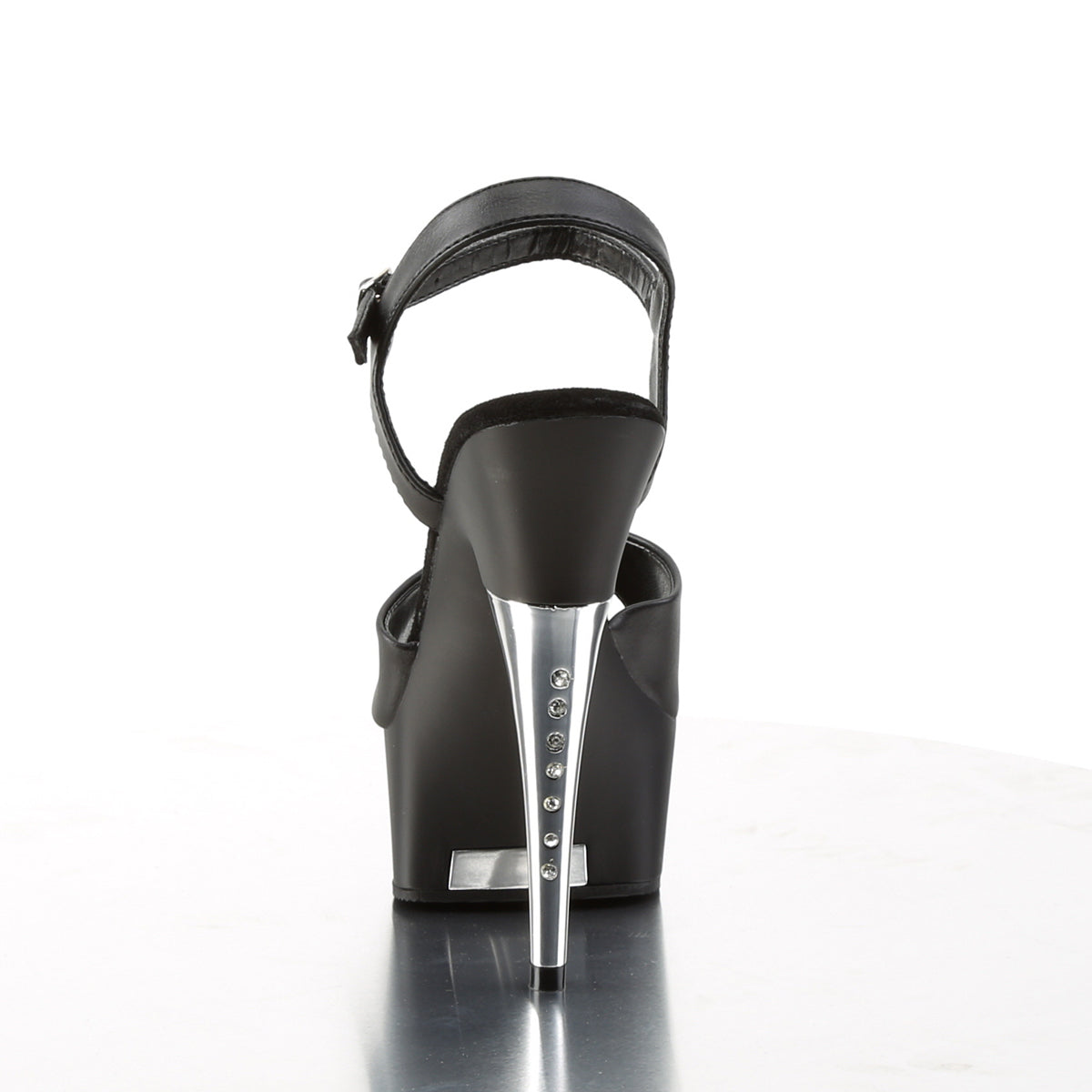 Pleaser Sandales pour femmes CAPTIVA-609 Blk Faux Cuir / Blk Matte