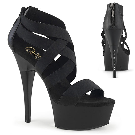 Pleaser Women's Platform Shoes CAPTIVA-669 Blk Elastic Band-Faux Leather/Blk Matte